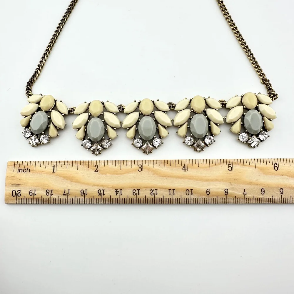 Vintage J. Crew Necklace Cream and Grey Statement